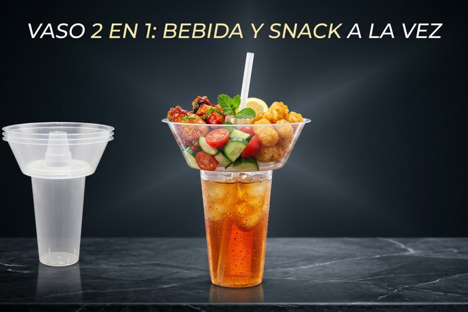 Vaso dos en uno vaso botanero botana mix vaso para fiesta