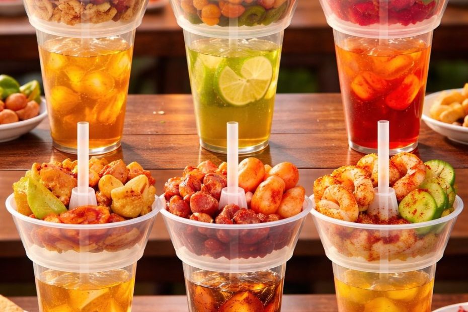 vaso botanero, vaso 2 en 1, vaso dos en 1, vaso con plato, vaso snack, vaso con contenedor