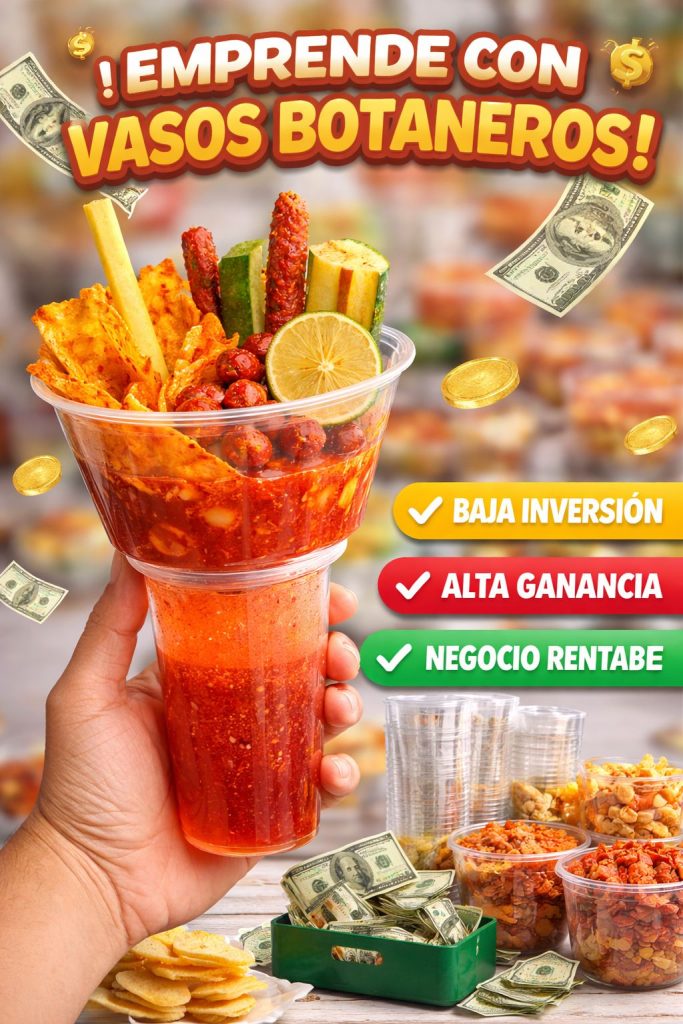 Quieres emprender un negocio sin invertir tanto?
Aquí tienes la solución!
El vaso botanero es una buena idea para comenzar con tu propio negocio, puedes ser un proveedor o puedes utilizarlo para tu propio emprendimiento de botanas y bebidas.  